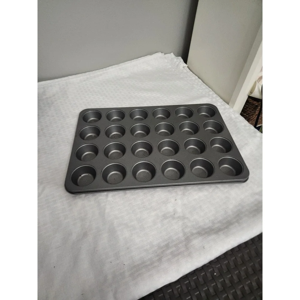 24 Cup Mini Muffin Pan Non-Stick Carbon Steel Cupcake Baking Tray Dark Gray